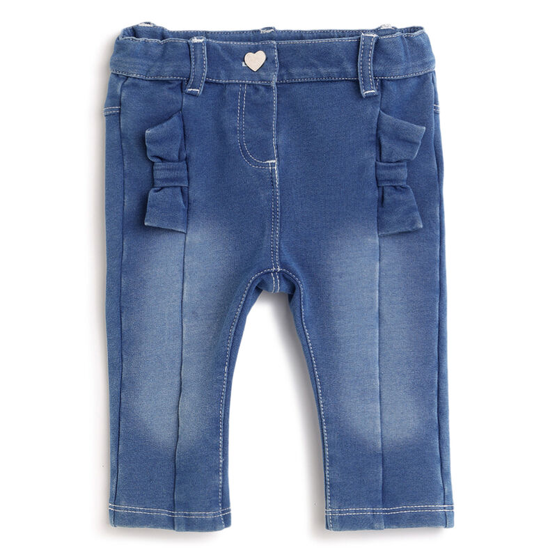 Girls Medium Blue Solid Jeans image number 0